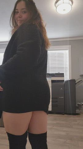 thigh highs and a short skirt are the perfect work outfit