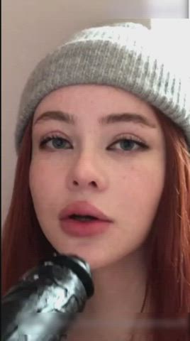 blowjob dildo redhead sloppy spit clip