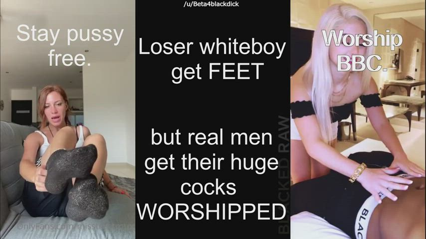 Whiteboy losers get FEET... but real men get their Huge cocks worshipped.