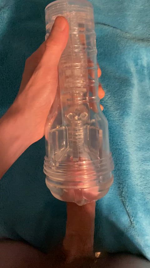 Sliding into my new clear fleshlight 😵‍💫 (19m)