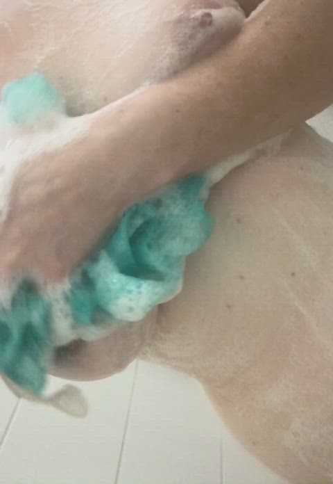 amateur big tits busty natural tits shower soapy clip