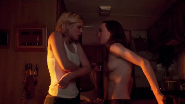 Kate Mara (w/ Ellen Page) - mini-loop of bra removal sequence, My Days of Mercy