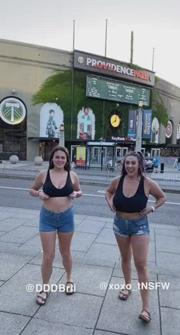 Flashing in front of a stadium