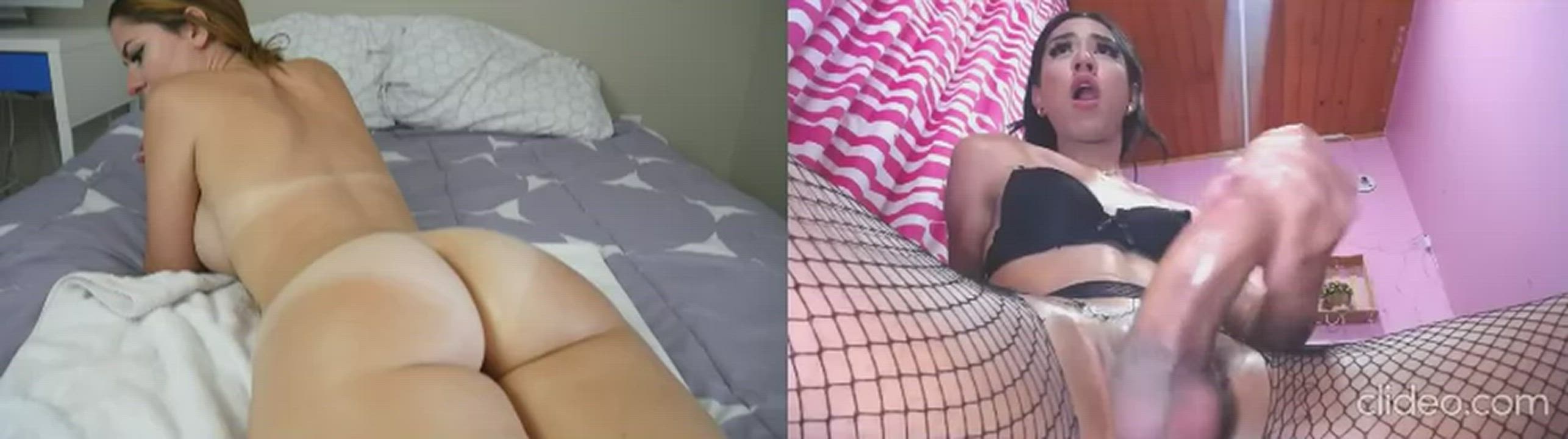 Cum Cumshot Female Masturbating Split Screen Porn T-Girl Trans Women clip