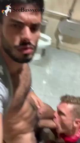 bathroom big dick blowjob cock gay clip