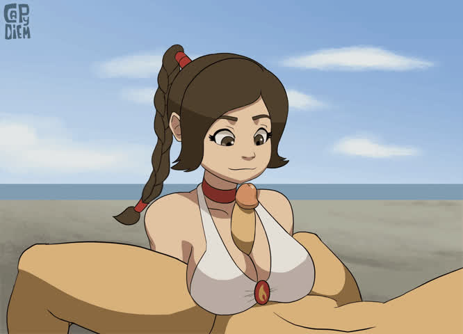 animation beach bikini cartoon outdoor parody public swimsuit tit fuck titty fuck