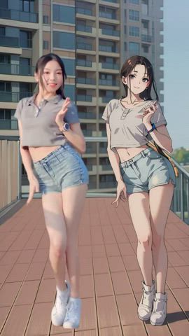asian dancing jean shorts clip