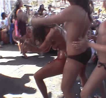 bikini boobs coeds dancing public sideboob spring break tits topless clip