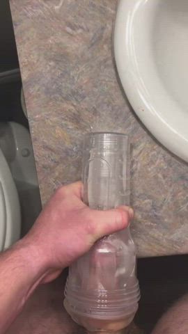 Deep fucking my Fleshlight ice makes my big cock cum