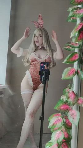 bunny cleavage cosplay cute fishnet lingerie playboy role play stockings clip