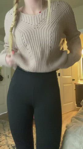 booty college leggings student tits clip