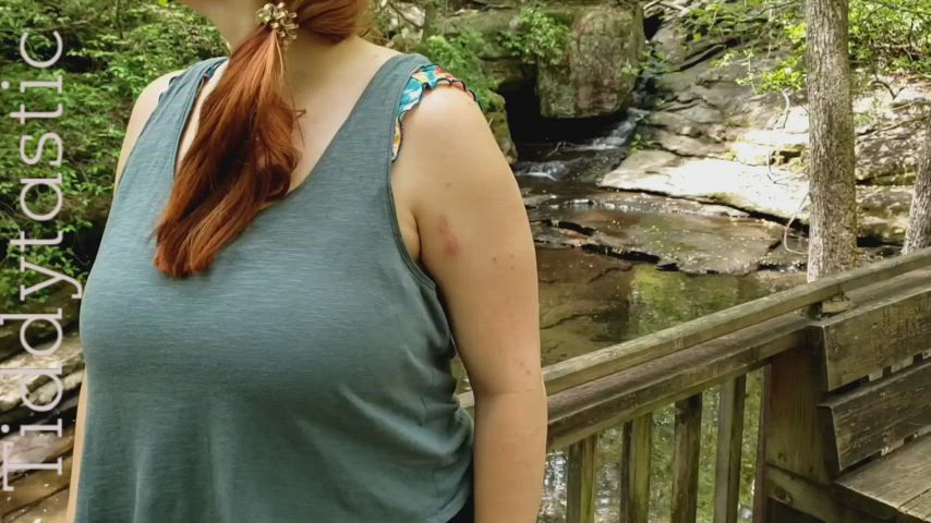 My titties enjoy the fresh, mountain air, so I always let them out on hikes 😋