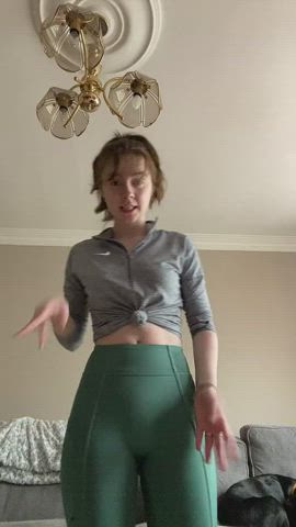 Ass Belly Button Jiggling Ponytail TikTok Yoga Pants clip