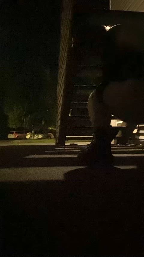 Pissing like a dog in public on the porch, then playing with my wet cunt.